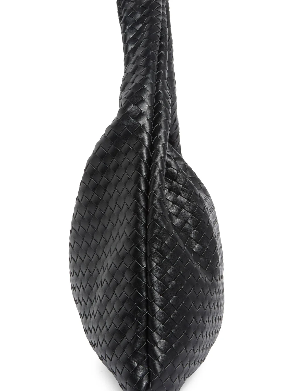 Black Woven Leather Hobo Bag